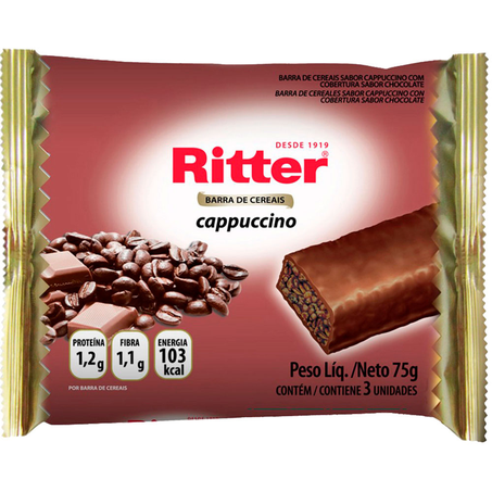 Barra de Cereal Ritter Capuccino com 3 Unidades Pacote 25G