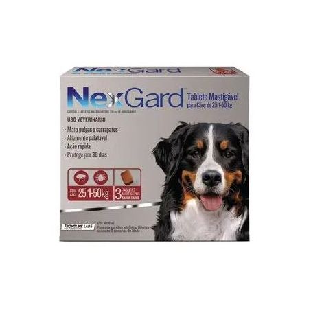 NexGard Antipulgas e Carrapatos para Cães de 25,1 a 50kg 3 tabletes