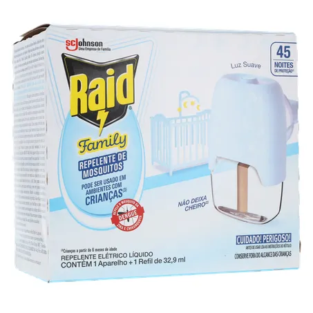 Repelente Raid Family Sem Cheiro Aparelho com Refil 32,9Ml 360-34