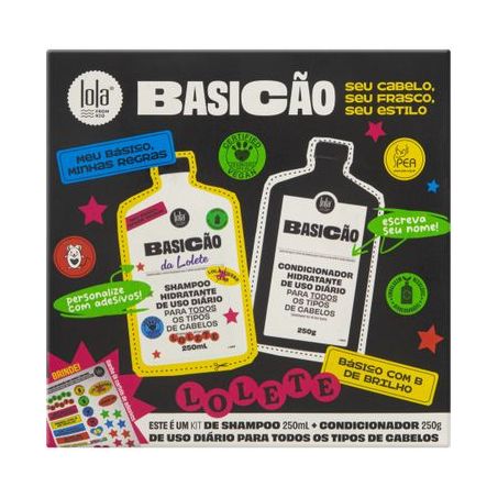 Kit Shampoo 250ml  Condicionador 250g Hidratante Lola from Rio Basicão Grátis 01 Cartela de Adesivos