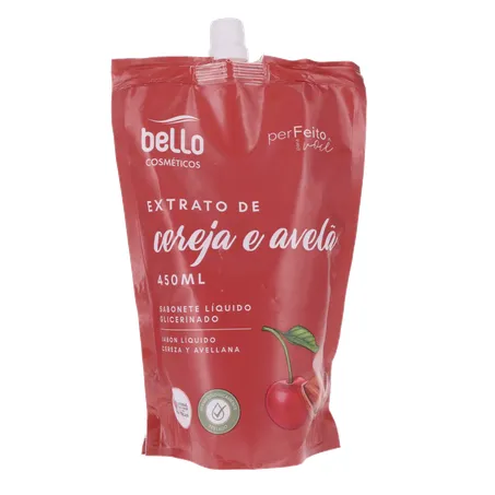 Sabonete líquido bello cereja e avelã sachê com tampa 450ml 360-35
