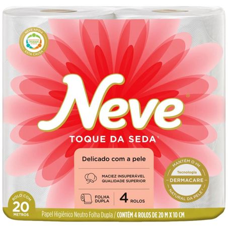 Papel Higiênico Neve Toque Da Seda Folha Dupla Pacote 4x20m 
 