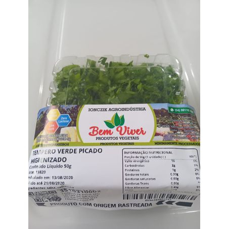 Tempero verde picado higienizado bem viver 50g