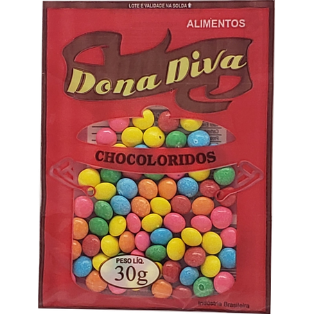 Confeito Dona Diva Chocoloridos Sachê 30g 
 