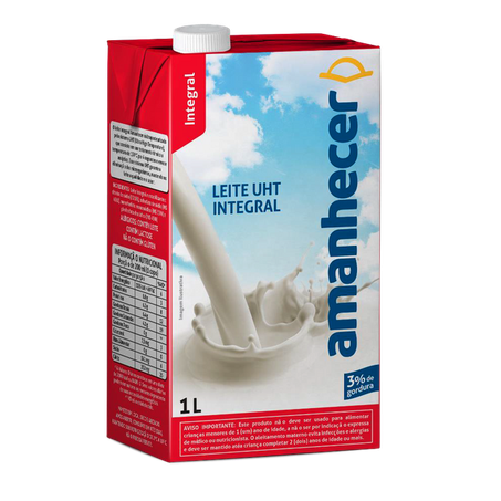 Leite integral amanhecer com tampa 1l