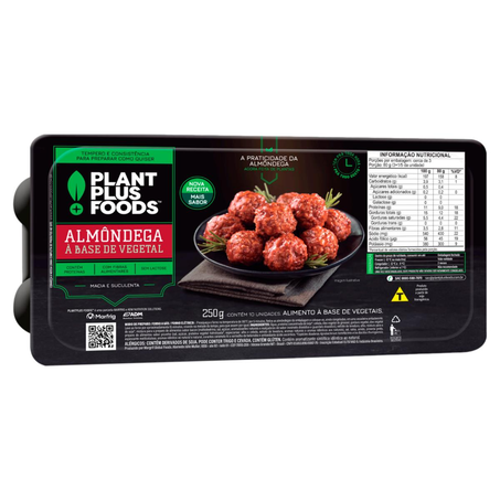 Almôndega Vegetal Plantplus Foods 250g - Com 10 Unidades