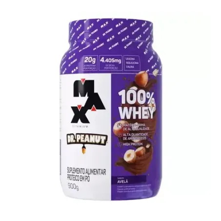 Suplemento whey max titanium 100% 900g avela -dr.peanut-