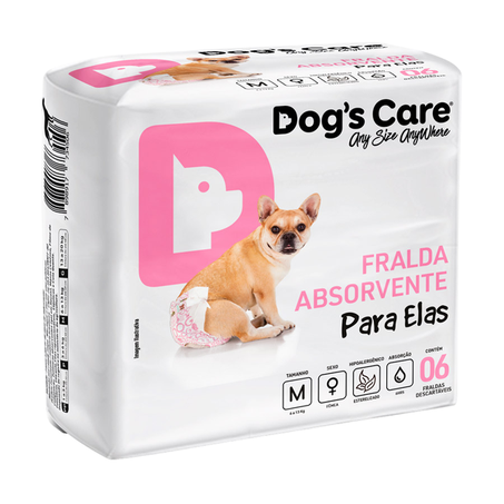Fralda Higiênica Dogs Care Ecofralda para Cães Fêmeas Tamanho M C/6 