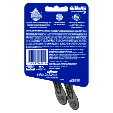 Aparelho Descartável para Barbear Gillette Prestobarba3 Carbono 2 Unidades 360-1