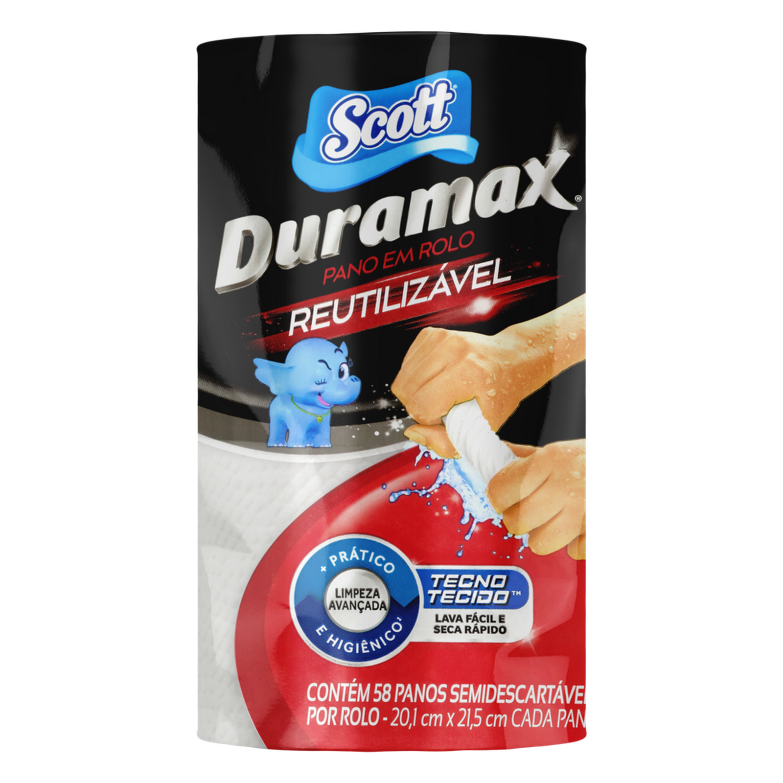 PANO REUTILIZAVEL EM ROLO BRANCO SCOTT DURAMAX 58 Unidades