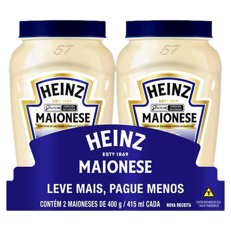 Conjunto de Maionese Heinz Com 2 unidades de 400g - Leve Mais, Pague Menos