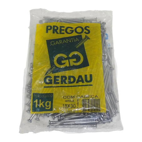 Prego 18x30 2.3/4x10 c/cab dupla 1kg metal grampo