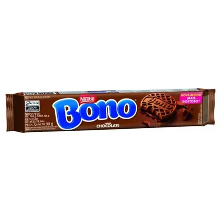 Biscoito nestlé recheado bono chocolate pacote 90g