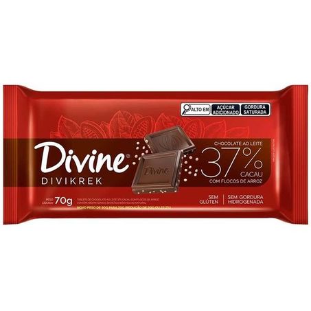 Choc divine 70g ao leite 37% cacau c/ fl