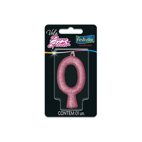 VELA PURO GLITTER ROSA FESTCOLOR N0