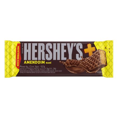 Wafer recheio amendoim cobertura chocolate hershey's mais