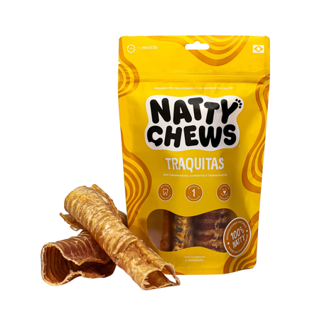 Petisco Natty Chews Traquitas Sabor Natural para Cães