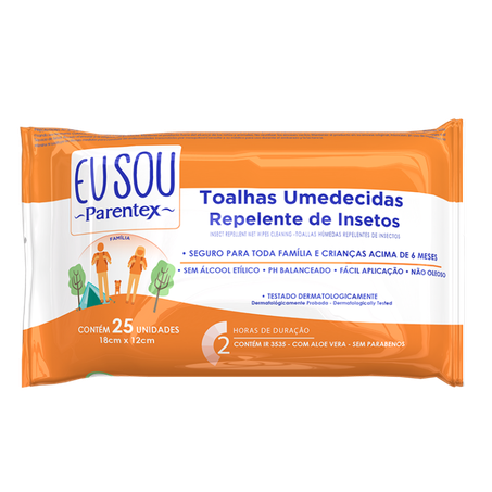 Toalhas umedecidas eu sou parentex com 25 repelente de insetos