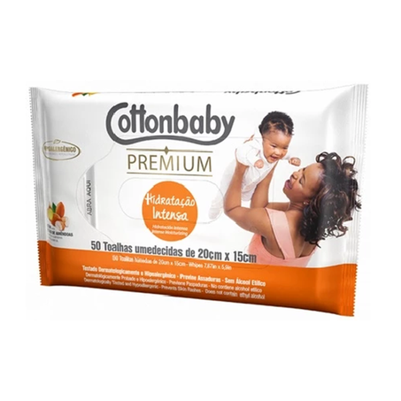 TOALHA UMEDECIDA COTTONBABY HIDRATAÇÃO INTENS 50UN