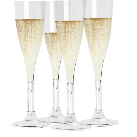 Taça Strawplast Para Champanhe - Descartável - Cristal - Com 4 Taças - Ref. 676