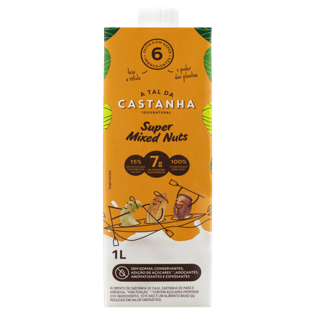 Bebida Castanha-do-Pará e Amêndoa Super Mixed Nuts sem Adição de Açúcar A Tal da Castanha Caixa 1l 360-1