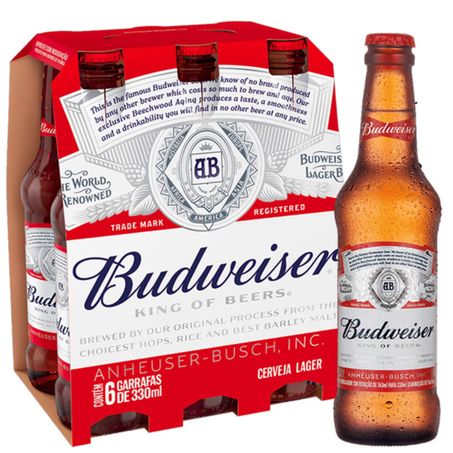 Cerveja long neck 330ml budweiser pcc/06un
