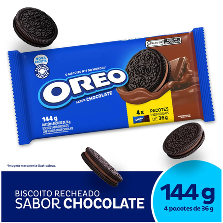 BISCOITO RECHEADO OREO CHOCOLATE(4X36G) 144G
