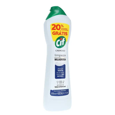 CIF Cremoso Limpeza Milagrosa remove 100 da sujeira 450 ml 360-34