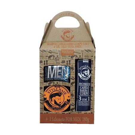 Sh Hedera 300ml Homem 3x1 + Gel Cola 150g + Sab 180g