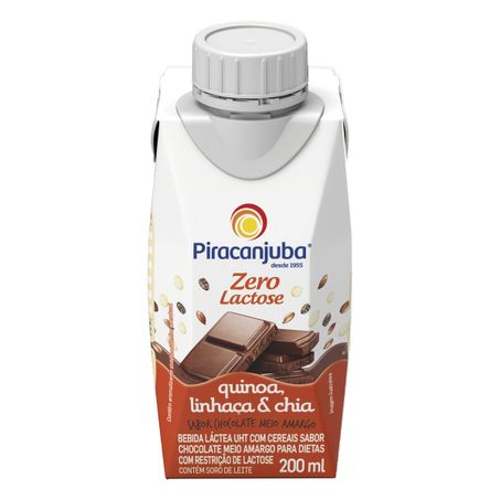 BEBIDA LÁCTEA CHOCOLATE MEIO AMARGO COM QUINOA, LINHAÇA E CHIA ZERO PIRACANJUBA