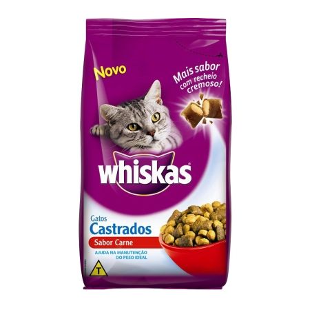 RACAO GATO WHISKAS CASTRADOS CARNE 1KG