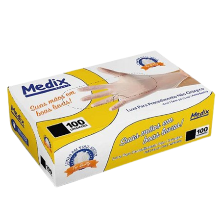 Luva descartavel vinil medix sem po p6 cx c/100un
