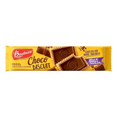 Biscoito biscuit chocolate meio amargo bauducco 80g