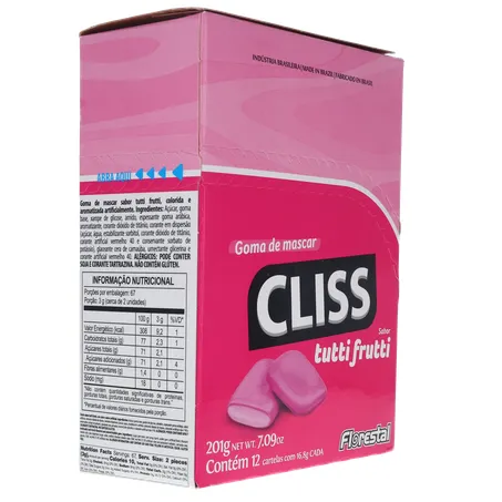 Goma de Mascar Cliss Tutti Frutti Caixa 201gr 360-31