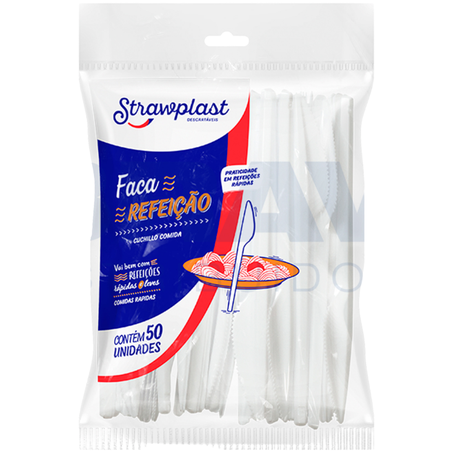 Faca reforcado branco plastico strawplast 702 c/50un