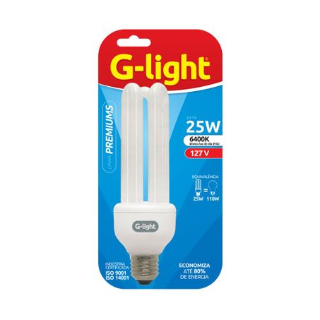 Lâmpada g light tripla 25w 6400k