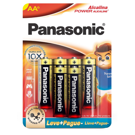 Pilha Alcalina Panasonic AA - Com 6 Pilhas
