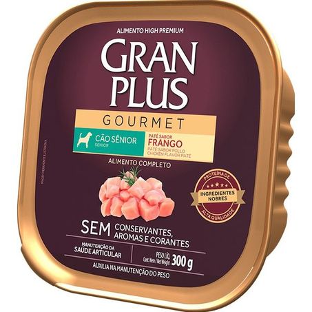Ração Úmida GranPlus Gourmet Patê Sabor Frango para Cães Sênior 300 g