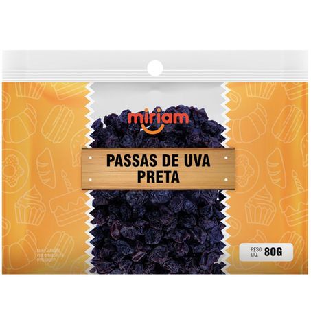 Passas de uva preta miriam 80g sem caroço