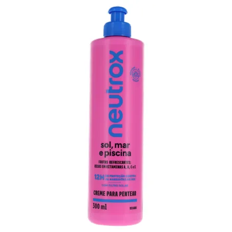 Creme para Pentear Vegano Frutas Refrescantes Neutrox Sol, Mar e Piscina Frasco 300ml