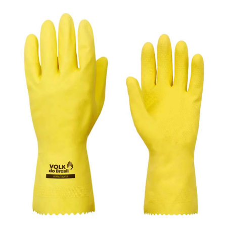 LUVA DE LÁTEX VERNIZ SILVER SLIM PEQUENA AMARELA 1 PAR VOLK CA:16.312 / 45.558