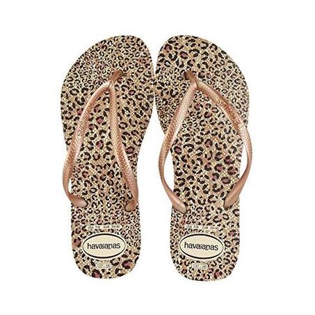 Sandalia havaianas slim animals bege palha 35/36