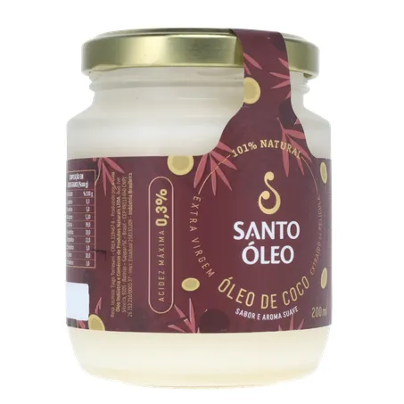 Óleo de Coco Santo Óleo Extra Virgem  Pote de Vidro 200ml 360-33