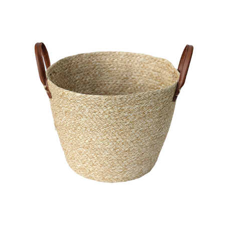 CESTO PARAMOUNT FIBRA NATURAL C/ ALÇA MOCCA 28X22CM