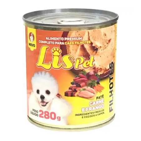 PATÊ PARA CÃES CARNE E VEGETAIS LISPET LATA