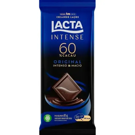 Chocolate Lacta Intense Amargo 60% Cacau Original 85g