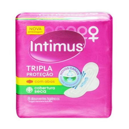 Absorvente intimus tripla seca com abas com 8un