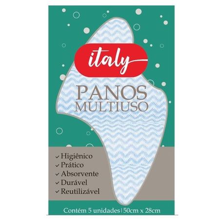 Pano multiuso italy 50x28cm c/ 5 und