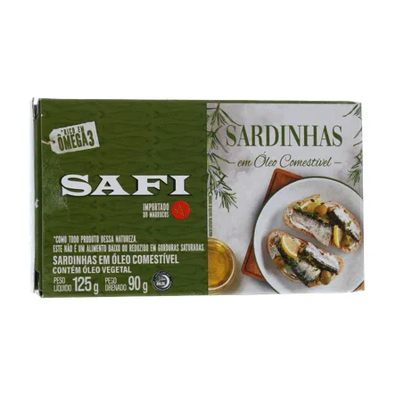 SARDINHA IMPORTADA MARROQUINA SAFI COM ÓLEO CAIXA 125G 360-35