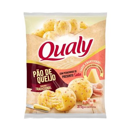 Pão de Queijo Congelado Amanteigado com Presunto Qualy Pacote 375G